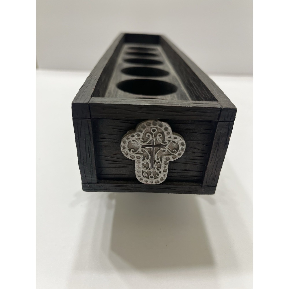 Home Interiors Cross Candle Holder Black Faux Wood Resin Crosses Metal Stand - Picture 10 of 13